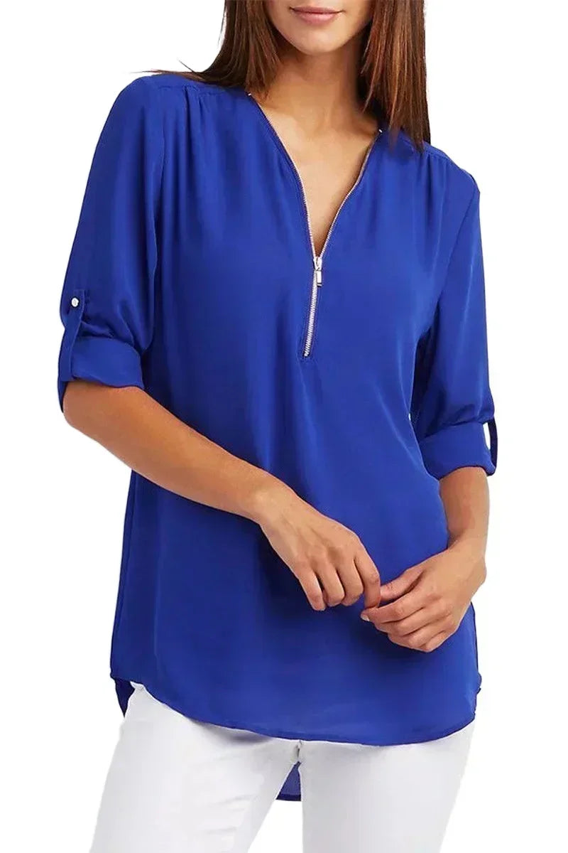 Ayiah | V-Neck Chiffon Sweater