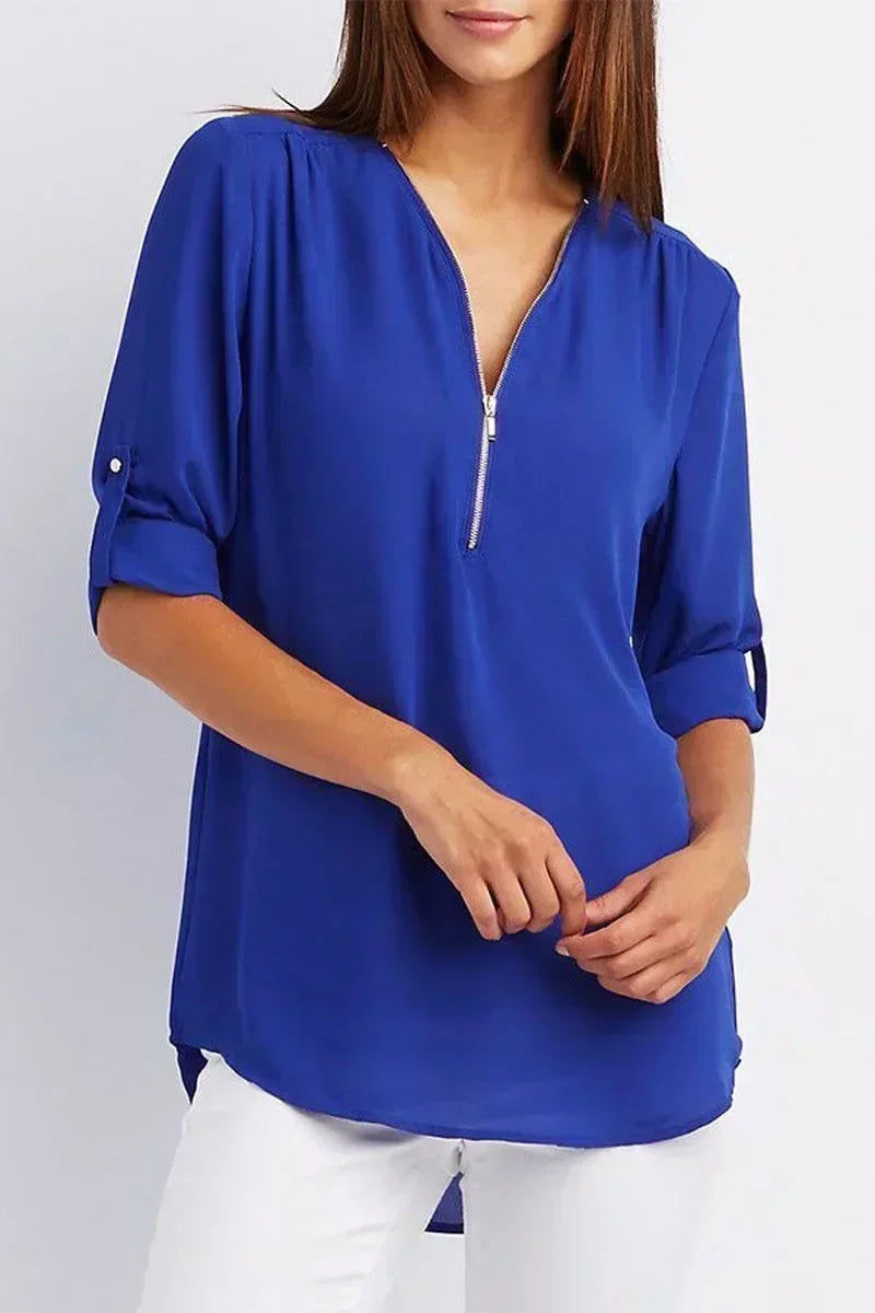 Ayiah | V-Neck Chiffon Sweater