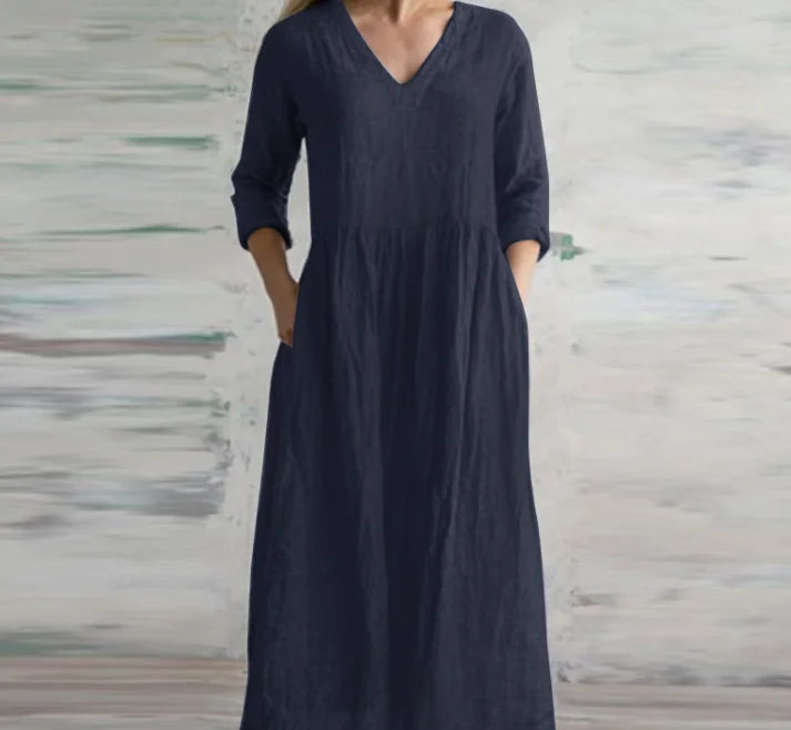Casual Maxi Dress in Cotton and Linen - 2024 Collection