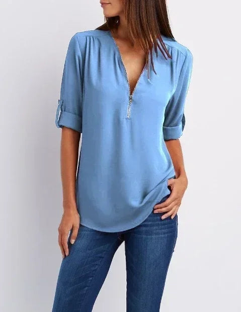Ayiah | V-Neck Chiffon Sweater