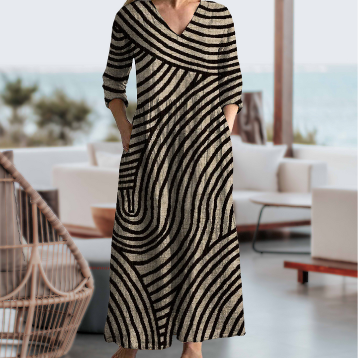 Zoe™ - Élégante Robe Rayée Pratique