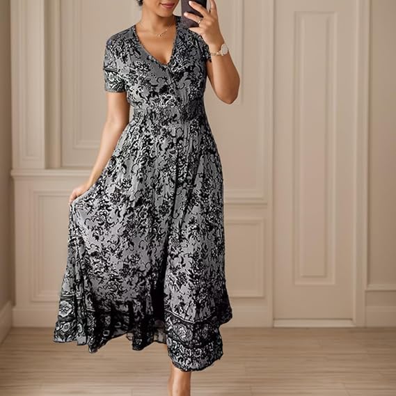 Floral Print V-Neck Dress