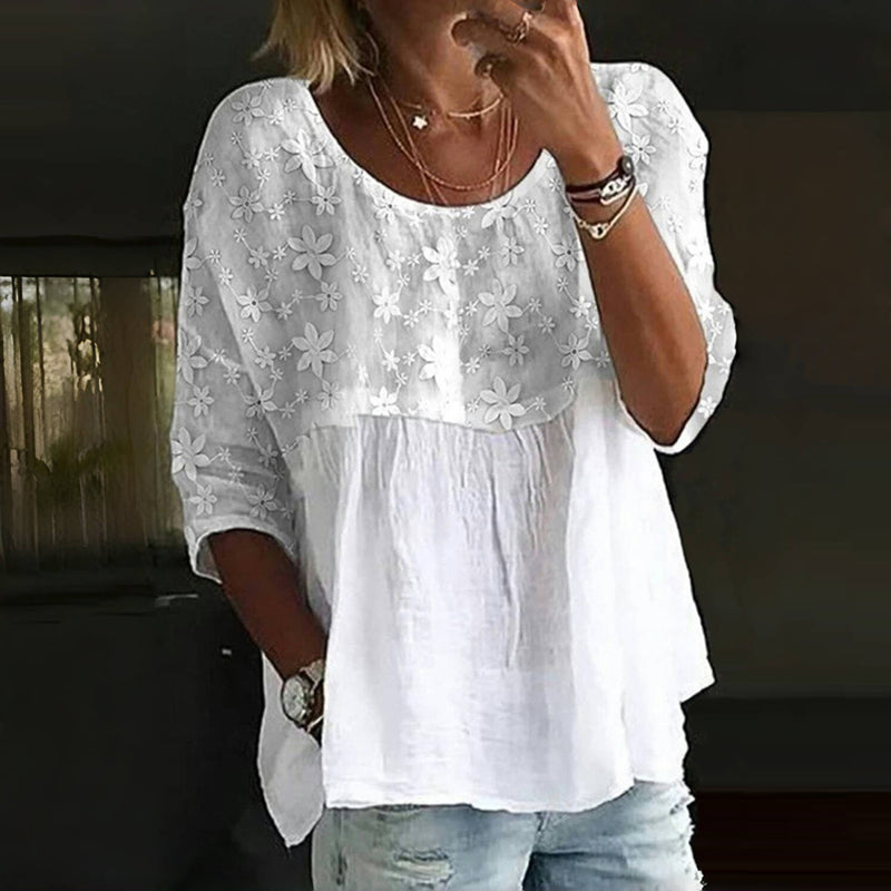 Blouse en patchwork floral brodé