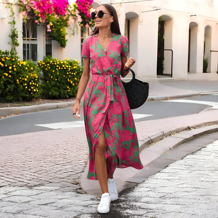 Delaney | Élégante Robe Enveloppante à Motif Floral