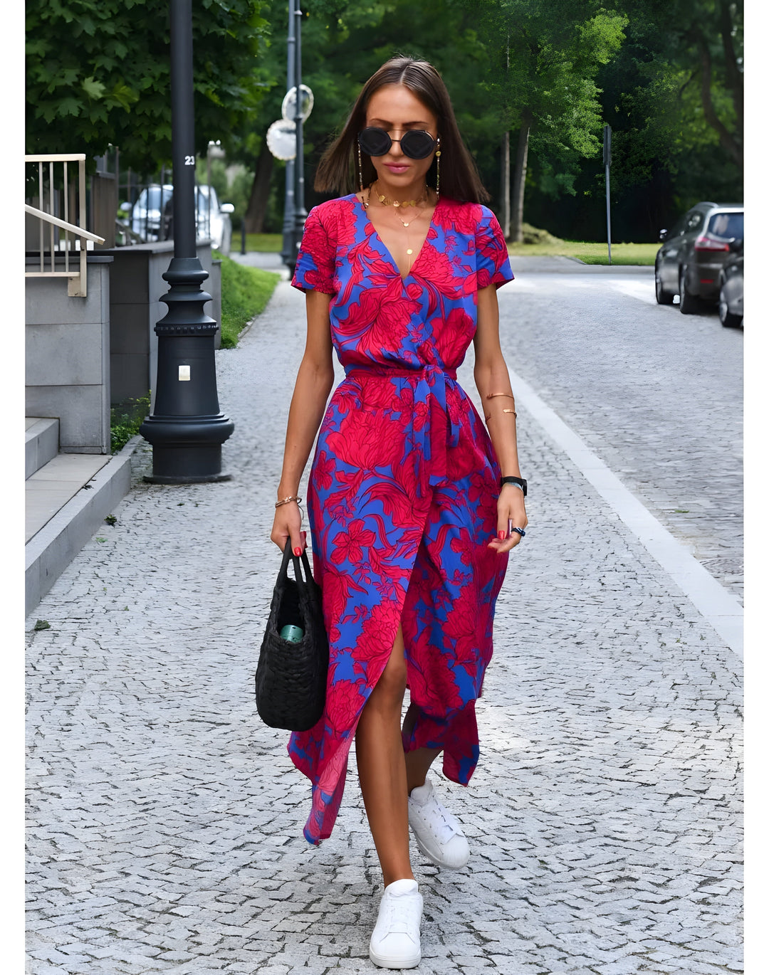 Delaney | Élégante Robe Enveloppante à Motif Floral