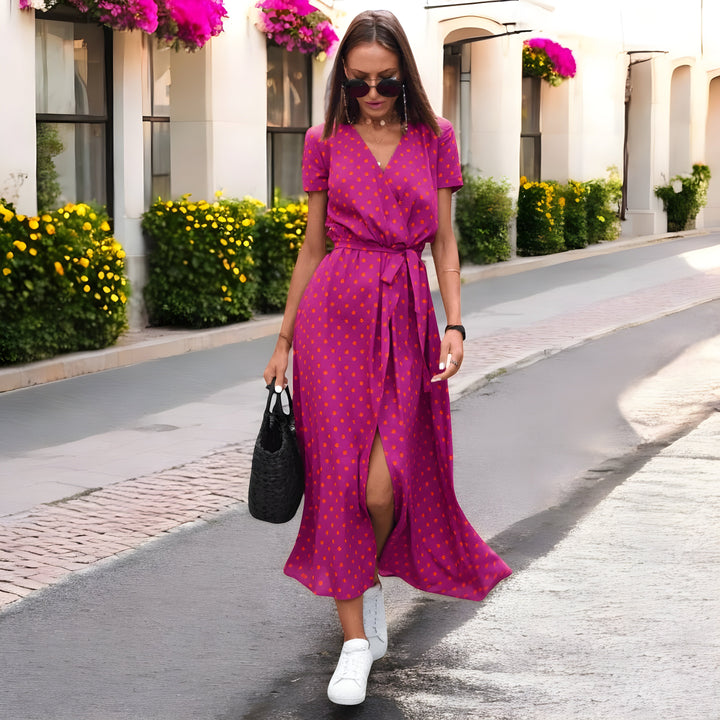 Delaney | Élégante Robe Enveloppante à Motif Floral