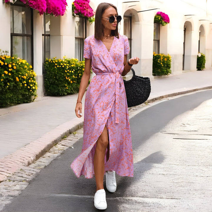 Delaney | Élégante Robe Enveloppante à Motif Floral