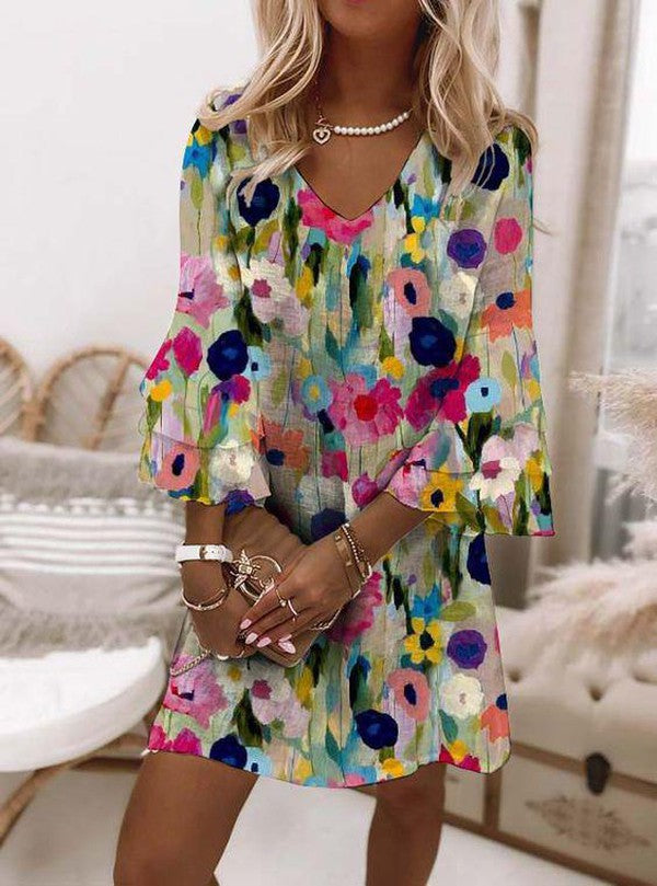 Tabitha - Robe Mini à Imprimé Floral Romantique