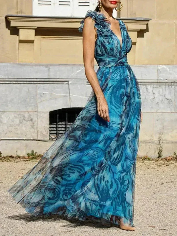 Debbie | Peacock Blue Long Dress