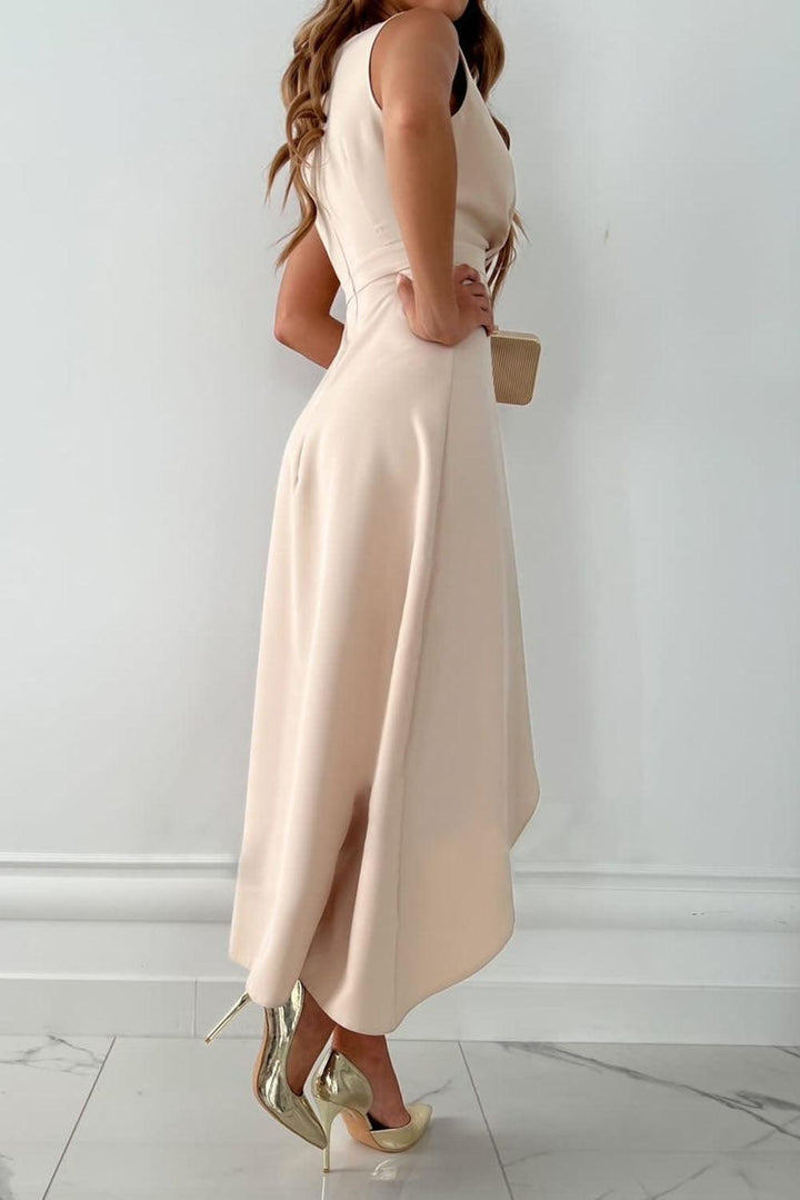 Femke - Robe midi portefeuille avec décolleté en V et fente