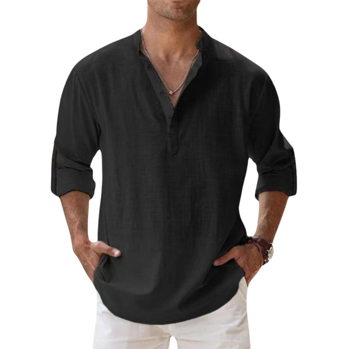 TOBE™ - Cotton Henley Shirt with Linen-Like Texture