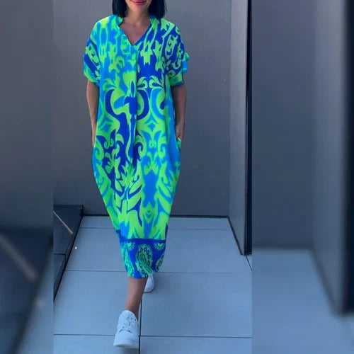 Nia | Maxi Robe Décontractée avec Imprimé Artistique
