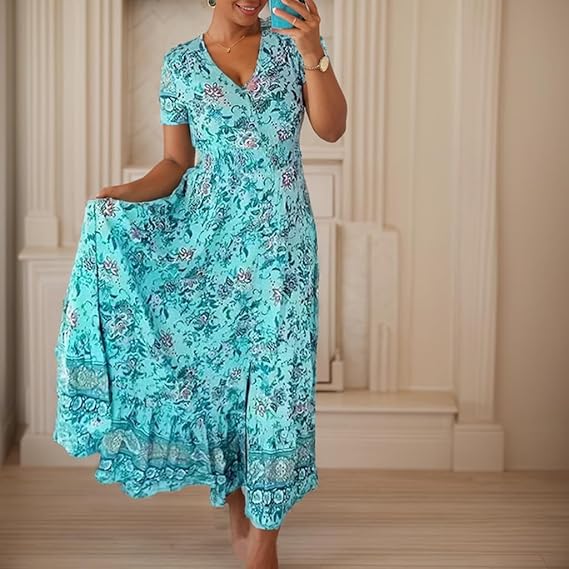 Floral Print V-Neck Dress