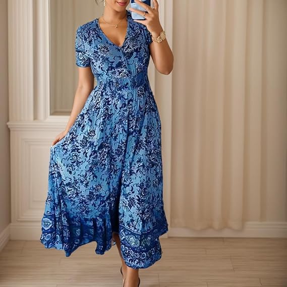 Floral Print V-Neck Dress