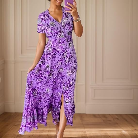Floral Print V-Neck Dress