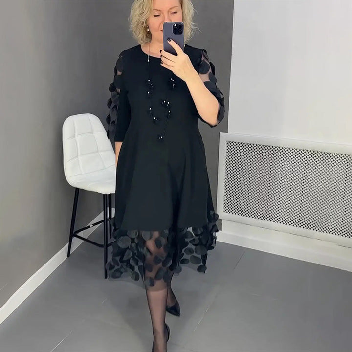 Demi | Polka Dot Decor Flared Midi Dress