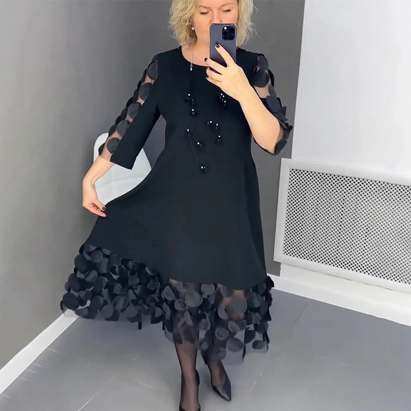 Demi | Polka Dot Decor Flared Midi Dress