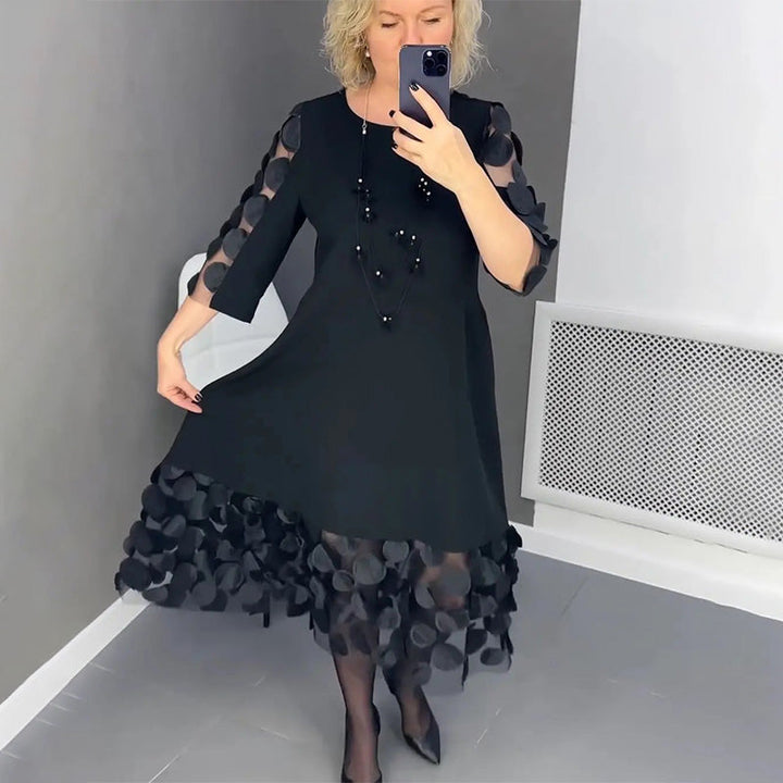 Demi | Polka Dot Decor Flared Midi Dress