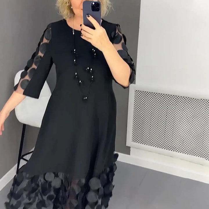 Demi | Polka Dot Decor Flared Midi Dress