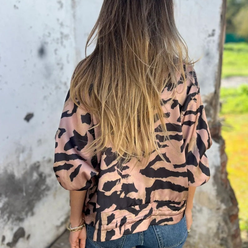 Zaira | Veste de printemps zippée à motif zèbre