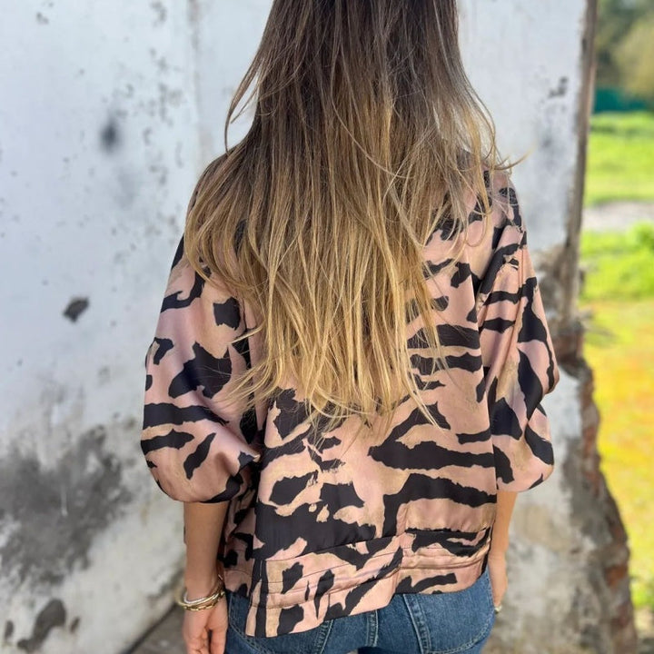 Zaira | Veste de printemps zippée à motif zèbre