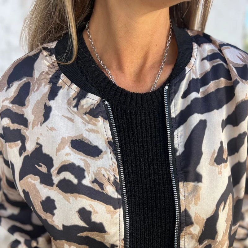 Zaira | Veste de printemps zippée à motif zèbre