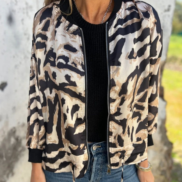 Zaira | Veste de printemps zippée à motif zèbre