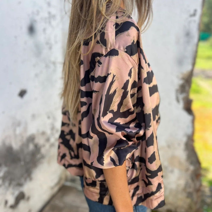 Zaira | Veste de printemps zippée à motif zèbre