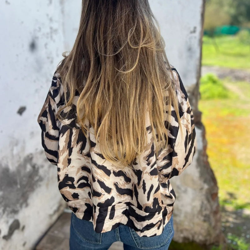 Zaira | Veste de printemps zippée à motif zèbre