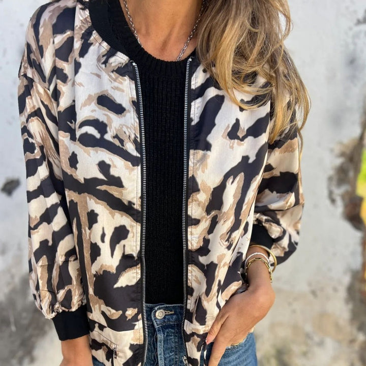 Zaira | Veste de printemps zippée à motif zèbre