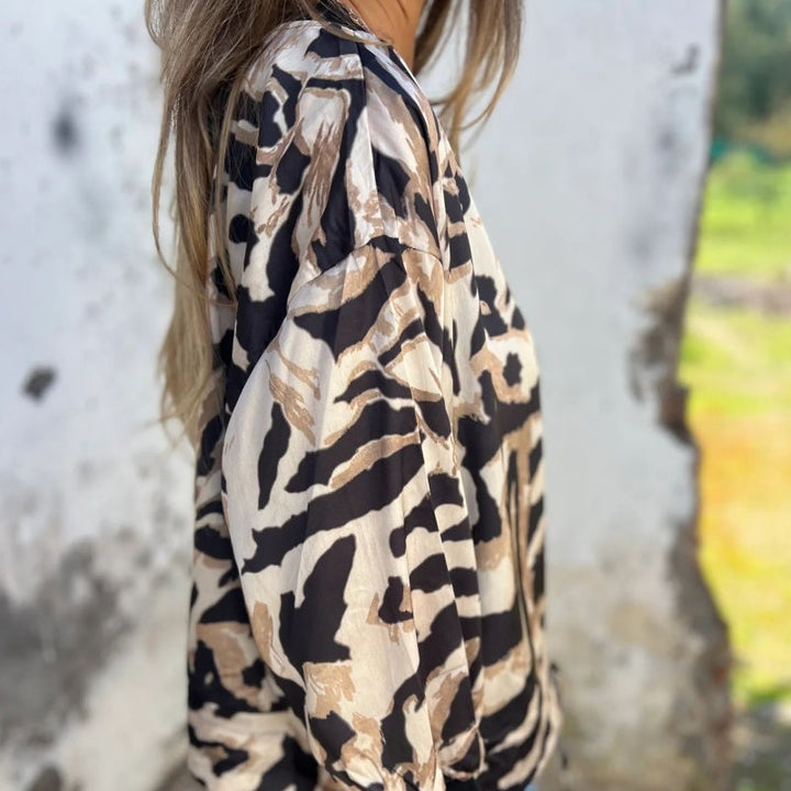 Zaira | Veste de printemps zippée à motif zèbre