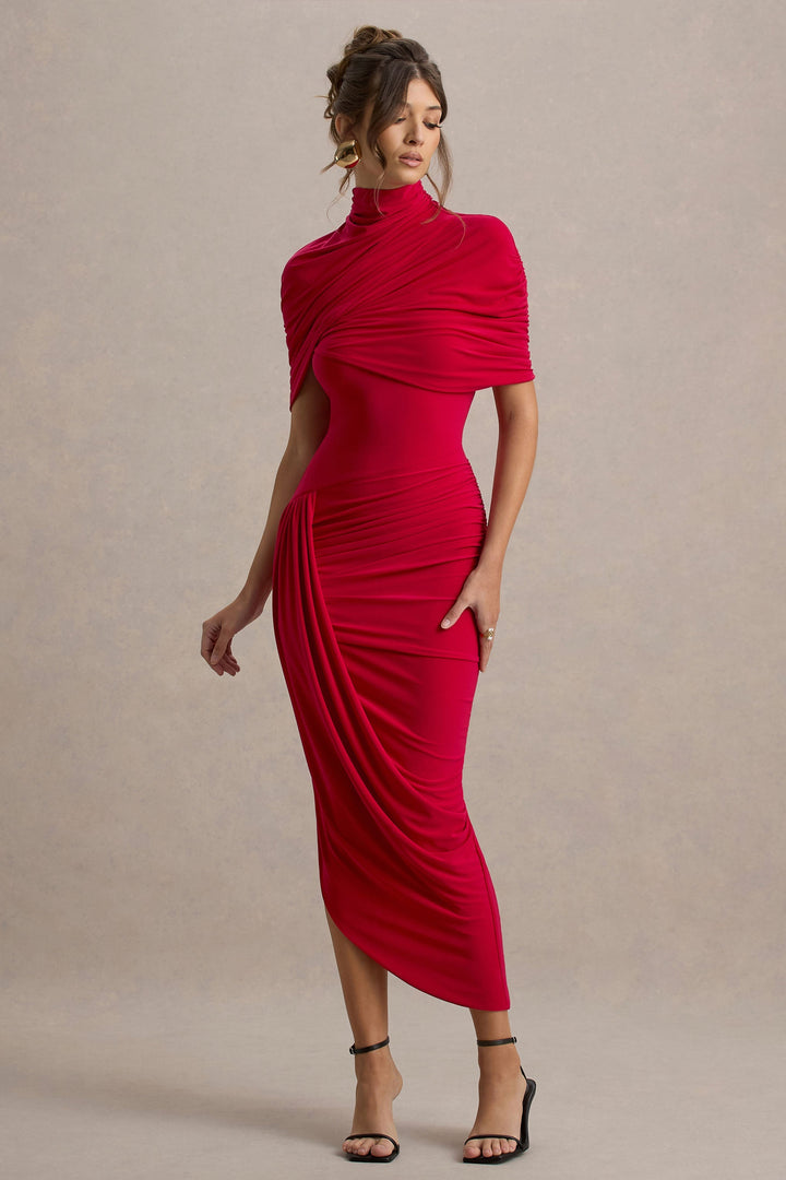 Taylor - Robe Maxi Cape Tordue Asymétrique
