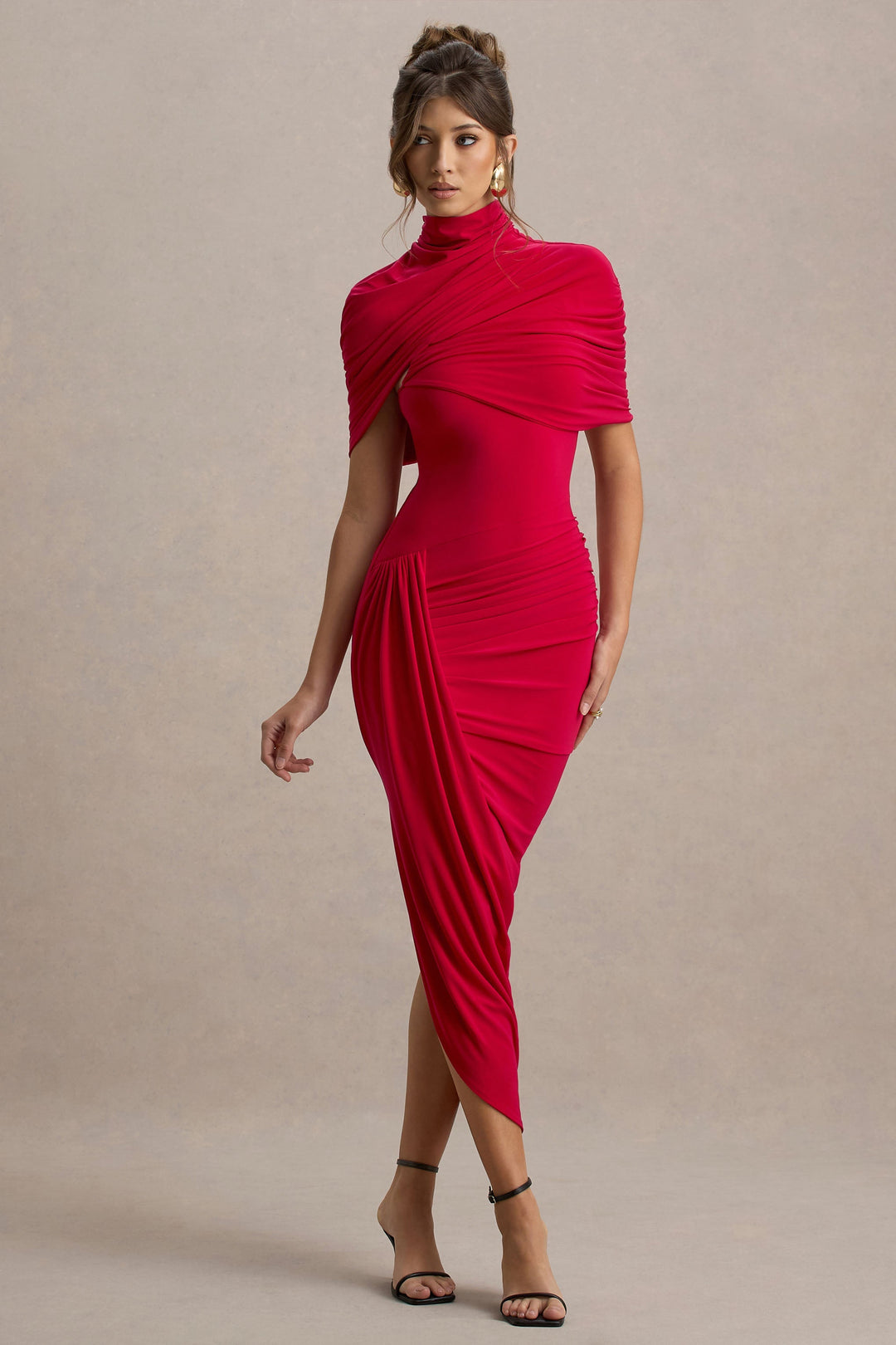 Taylor - Robe Maxi Cape Tordue Asymétrique