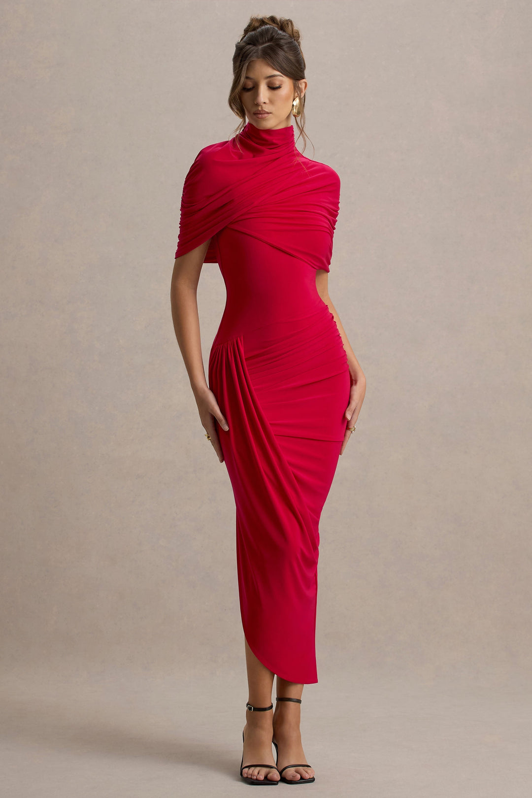 Taylor - Robe Maxi Cape Tordue Asymétrique
