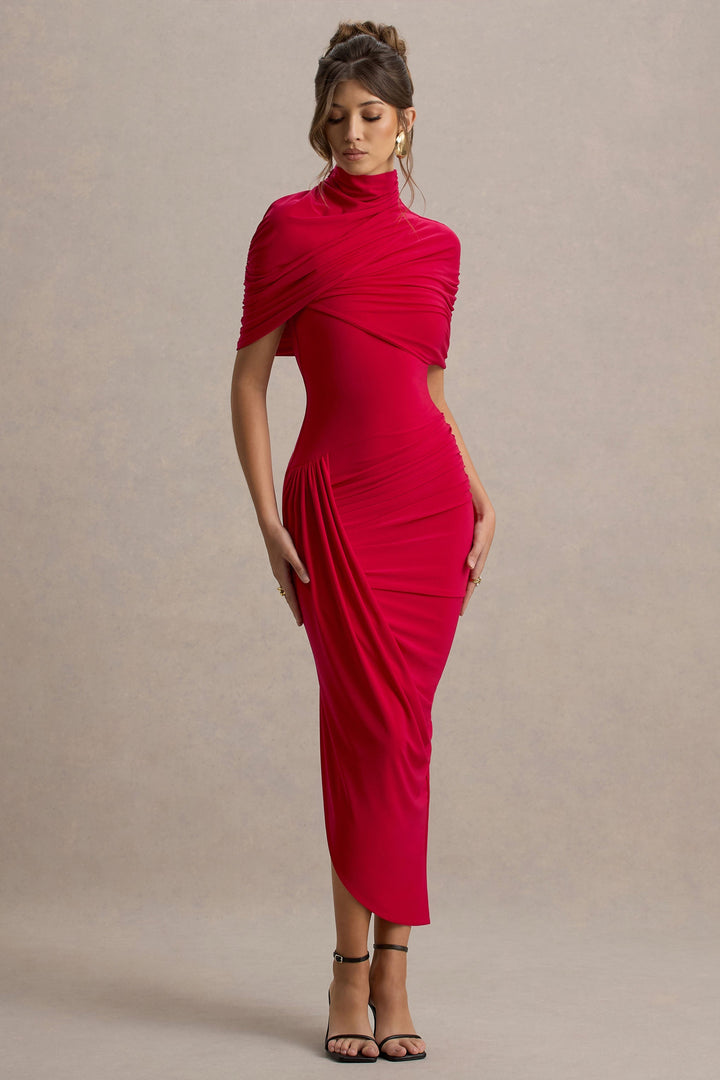Taylor - Robe Maxi Cape Tordue Asymétrique