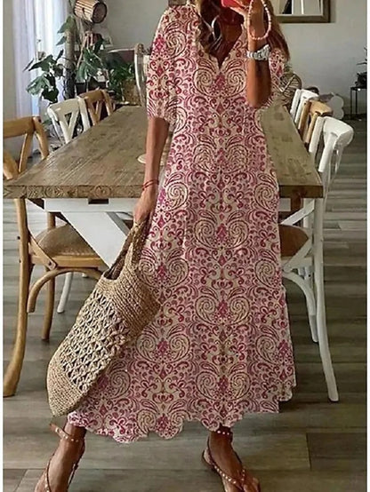 Sophia - Robe d'Été Vintage Boho à Col V