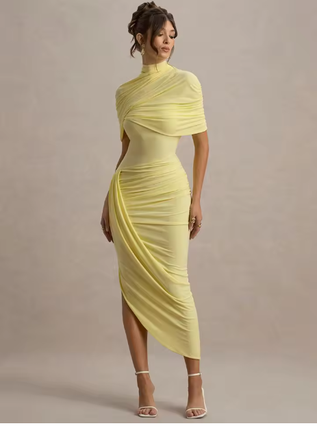 Taylor - Robe Maxi Cape Tordue Asymétrique