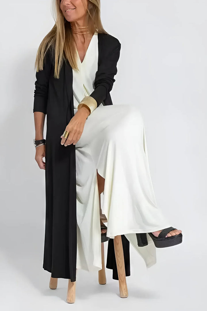 Chic Long Dress with Coordinating Cardigan - Complimentary Gift Included!