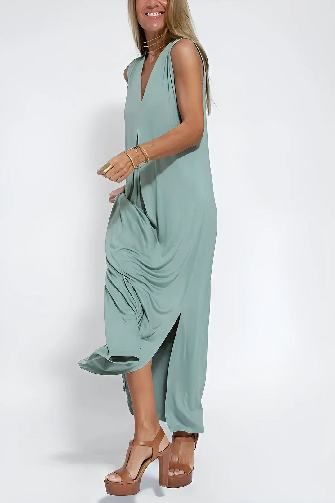 Chic Long Dress with Coordinating Cardigan - Complimentary Gift Included!