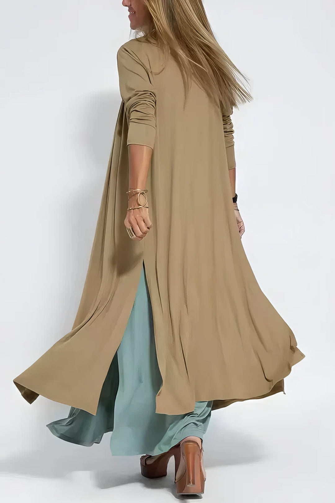 Chic Long Dress with Coordinating Cardigan - Complimentary Gift Included!